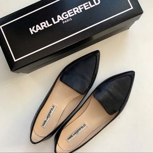 KARL LAGERFELD 9.5 destine black pointy toe flat
